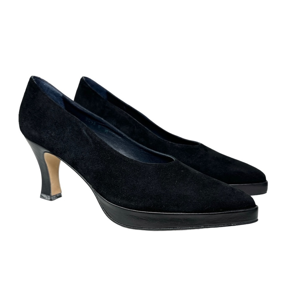 Pura Lopez Black Suede – Spain Sculptural Heel Pumps – Minimalist Luxury Shoes